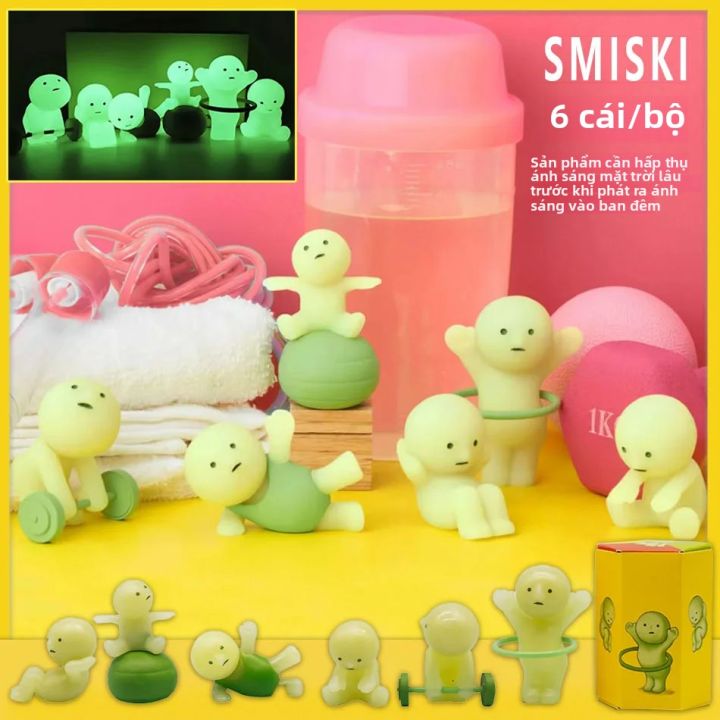Smiski Hippers Blind Box Mini Hình - Dễ Thương Dạ Quang Tập Yoga Series Búp Bê Cho Phòng Ngủ Nhà Vệ Sinh Trang Trí PVC Đồ Chơi Mô Hình Quà Tặng