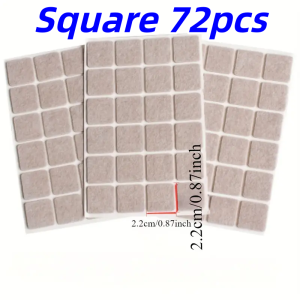 72pcs Heavy-Duty Non-Slip Furniture Pads Beige Felt. Square & Round for Chairs Tables on Hardwood & Metal. Damage-Free Removal