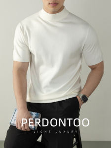 PERDONTOO | Easy-care Wool Modal Mens High-end Business Half-high Collar Knitted Shirt