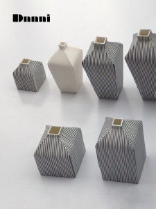 Modern Striped Small Mouth Flower Vase Nordic Simple Home Living Room Hotel Decorative Accessories Display Ceramic Flower Pots