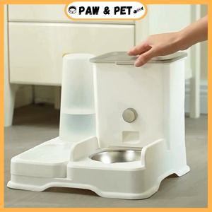 2 in 1 Pet Food Feeders Automatic Drink Feeding With Stainless Steel Pet Bowl Detachable Food Bowl For Cat And Dogs