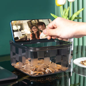 กล่องใส่กระดาษเช็ดหน้าแบบพกพาหลายฟังก์ชั่นสำหรับห้องนั่งเล่นและออฟฟิศ กล่องใส่ของสำหรับจัดระเบียบและเก็บของแบบสร้างสรรค์