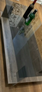 Yuri coffee table glass table Rectangular table tempered glass solid wood legs simple style meja kopi Double Layer