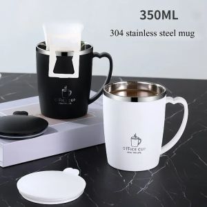 350ML 304 Stainless Steel Double-layer Insulated Cups Water Bottle with Sealing Lid Handle Coffee Cup Leak-proof Thermos Bottle
