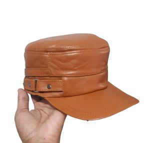 Topi Kulit Pria Dewasa Model Komando Ring Warna Tan - Topi Pria Dewasa Baseball Kulit