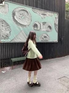 NIHAOKANONG | Áo Cardigan Tay Raglan Cổ Đối Chiếu Dây Tròn