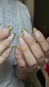 [HANDMADE+Free Glue]Artificial Nail Luxury Phnom Penh Almond Shape Phototherapy Fake Nail Patch Press on Nails Reusable