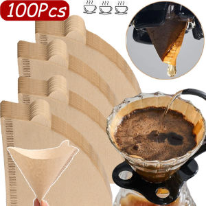 100pcs Disposable V-Shape Coffee Filters / Special Filter Paper Hand Brew Coffee / Natural Mocha Pot Filters Papers / Disposable Natural Paper Filters