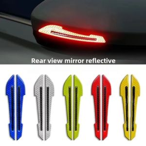 2pcs/set Car Rearview Mirror Reflective Sticker Safety Warning Reflective Sticker Car Rearview Mirror Decorative Strip