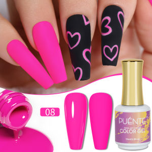 PUENTE 15ML Pink Color Gel Nail Polish Romantic French Manicure Nail Gel Soak Off UV Nail Art Varnish For Valentines Day