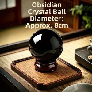 HUAKAIYUNDUO | Natural Obsidian Display Stone Black Crystal Ball