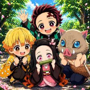 Bandai | DIY 5D Diamond Painting Cute Chibi Demon Slayer Main Characters Art Hobby Craft for Home Wall Decor Ideal Gift for Art Lovers