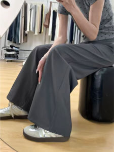 Deep Grey High Waist Loose Straight Leg Suit Pants Womens Autumn 2025 New Small Size Casual Trousers Loose Drapey Style