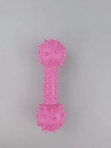 TPR Barbell with Bell Sound Chew Toy Interactive Play Pet Toy Bite Resistant Teeth Cleaning