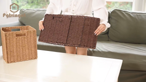 30cm Wicker Storage Basket Handwoven Paper Rope Organizer Bins for Shelves Closet Organization Home Decor