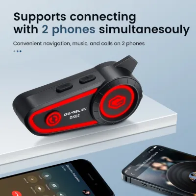 GEARELEC BT12 Bluetooth Headset Helm Sepeda Motor Earphone Nirkabel with Mikrofon untuk Ponsel Pintar iPhone Android