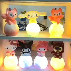 Sanrio Night Lights Kawaii 3D Sanrio Moon Night Light Cinnamoroll Kuromi Melody Figure Cartoon LED Light Toy Kawaii Anime Bedside Lamp Cute Cinnamoroll My Melody Gifts