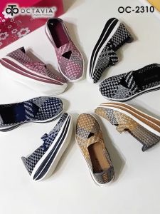 OCTAVIA Sepatu Slip On Rajut Knit Wedges Wanita #OC-2310