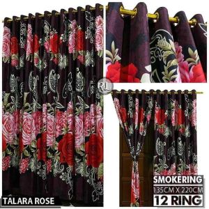 gorden minimalis goren tirai ring 12 lebar 140 motif bunga maotif daun model terbaru yang lagi viral
