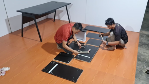 Hatton READY STOCK Director Table | Designer Concept | Easy Assemble | Office Table | Strong Metal Legs | Easy Installation