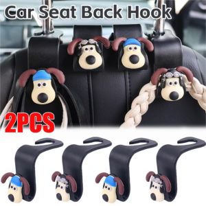 【Pphha】2Pcs Cute Dog Car Hook Front Seat Headrest Organizer Holder Handbag Clothes Sundries Storage Rack Universal Auto Interior Accessories