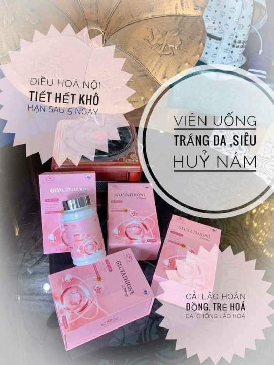 glutathione 2500mg hàn quốc Combo 05 hộp viên uống trắng da siêu hủy nám Viên Uống Trắng Da Chống Lão Hóa Từ - Lazada Size:9 days pack