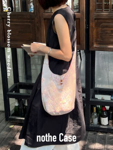 Soft New Chinese Style Canvas Bag Double Sided Long Shoulder Strap Single Shoulder Slant Cross Bag Floral Embroidery Tote Bag