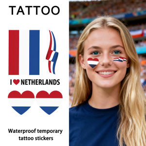 Netherlands Flag Temporary Tattoo Sticker Long-lasting and Waterproof Festival Football Soccer Fan Stickers Arm Face
