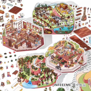 [KW] Scene Stickers | 3D Scenery & Landscaping Stickers | Scrapbook & Journaling Stickers | HG 70-73 | Cute Stickers & Device-Free Toy | Fun & Creative Gift | Stress Relief & Calming Stickers