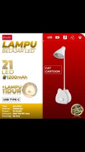 AOKI Lampu belajar si kucing tricolour sentuh 3warna Baca Meja Kerja 1200mah lucu unik