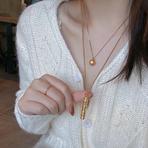 Handmade Chinese Style Long Sweater Chain Necklace with Buddha Pendant Womens Vintage High-End Feeling Freshly Baked Jewelry