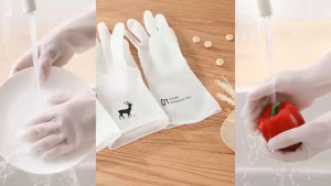 Bao Tay Rửa Chén Họa Tiết Hươu – Combo 2 Đôi – Bao Tay Cao Su Dài Chống Thấm Nước Vệ Sinh Nhà Cửa