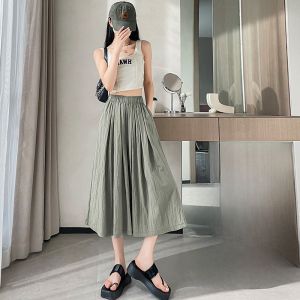 YAMIANNV | Quần ống rộng lưng cao bằng lụa băng mùa hè mới dài đến mắt cá chân cho nữ quần dài thường ngày mỏng