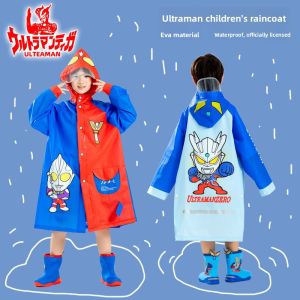 Childrens Ultraman Raincoat Waterproof School Bag Position Kindergarten Baby Raincoat Elementary School Raincoat