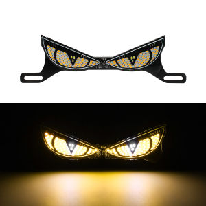 1Pair Motorcycle License Plate Tail Light Modified Decorative Atmosphere Lamp LED Devil Eye Strobe Single Lights 12V Universal