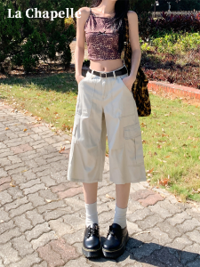 La Chapelle | Cotton-like Linen Wide Leg Capris Summer Thin Casual Work Shorts