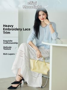 Eifini | Chân Váy Xòe A-Line Thêu Ren