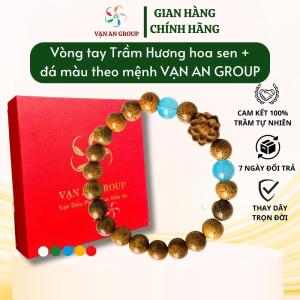 Vòng tay trầm hương hoa sen đá màu theo mệnh kim mộc thủy hỏa thổ Vạn An Home vòng trầm hương tự nhiên mang đến may mắn bình an tài lộc