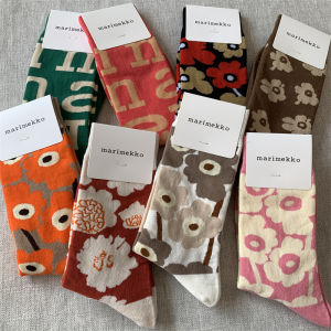 Tất Cao Đến Bắp Chân Họa Tiết Hoa Phong Cách Mới Cổ Điển Cho Nữ Tất Thể Thao Cotton Pha Trộn Sang Trọng Tất Thời Trang Hợp Thời Trang