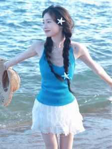 SHUQINGLAI | Backless Halter Knit Sleeveless Tank Top Summer Inner Outer Wear