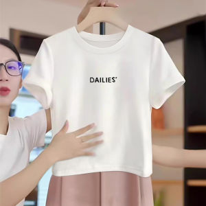 Pure Cotton Womens Short Sleeve T-Shirt White Half Sleeve Top Summer Design Commute Style Korean Version Straight Cut