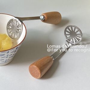 Creative Kitchen Small Tool Stainless Steel Potato Masher Handheld Purple Sweet Potato Masher Tool with Wooden Handle