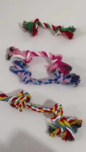 Colorful Pet Cotton Rope Knot Toy Durable Bite Resistant Dog Molar Chew Toy Interactive Training Teeth Cleaning Play Supplies