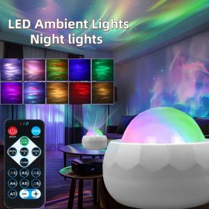 Starry Sky Projector Light 7 Colors RGB LED Night Light with Remote Control Rotation Dimmable USB Powered for Home Theater Deco