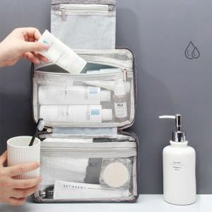 Homy Toiletries Bag Folable Mens and Womens Travel Toiletries Storage Bag Cosmetic Organiser Pouch Portable Waterproof Bag with Hook Compartmentalized Storage
