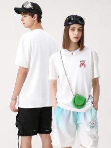 Strawberry Bear Short-Sleeved T-shirt Baby Boy and Girl Summer Cotton Fashion Brand Ins Loose Cartoon Anime Couple Wear Half Sleeve T-shirt