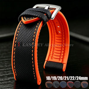 New Nylon Sailcloth Rubber Hybrid Watch Strap 18mm 19mm 20mm 21mm 22mm 24mm for Men Women Silicone Waterproof Watchband Bracelet