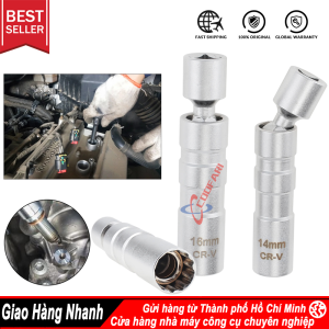 Cờ lê ổ cắm bugi 3 / 8 "Khớp nối đa năng Bugi từ tính Công cụ loại bỏ linh hoạt 14mm 16mm Drive CR-V 12 điểm Mới