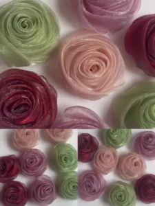 5pcs Bling Rhinestone Flower Appliques Chiffon Floral Applique Patch  for DIY Clothing Hat Hair Accessories & Crafts Supplies