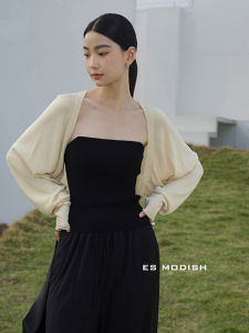 เสื้อคาร์ดิแกนไหมน้ำแข็งสไตล์ฝรั่งเศส เสื้อคลุมกันแดด แขนยาว ทรงหลวม สำหรับผู้หญิงในฤดูร้อน เสื้อคลุมกันหนาวแบบบาง